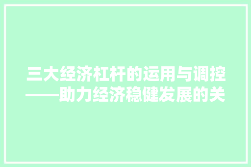 三大经济杠杆的运用与调控——助力经济稳健发展的关键步骤 三大经济杠杆的运用与调控——助力经济稳健发展的关键步骤