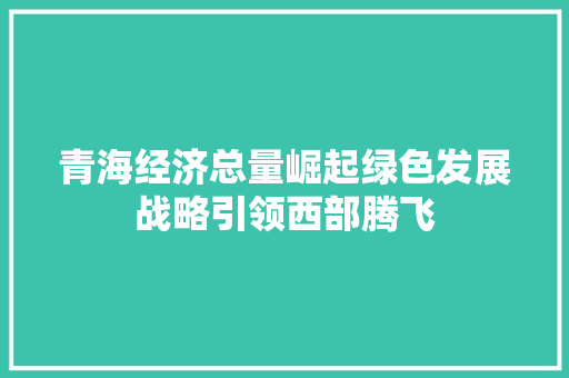 青海经济总量崛起绿色发展战略引领西部腾飞 青海经济总量崛起绿色发展战略引领西部腾飞