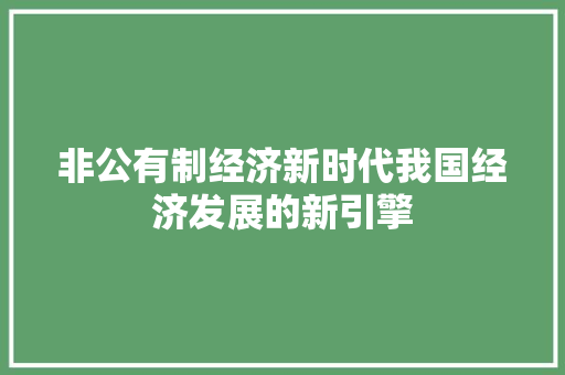 非公有制经济新时代我国经济发展的新引擎 非公有制经济新时代我国经济发展的新引擎