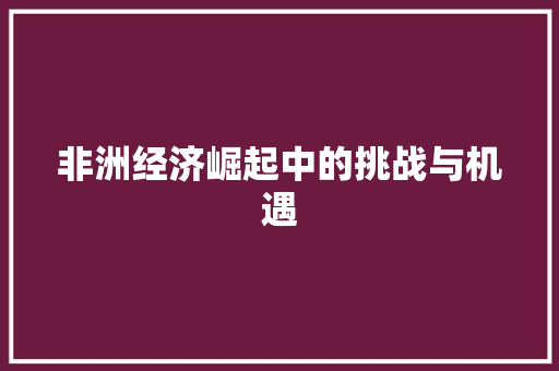 非洲经济崛起中的挑战与机遇 非洲经济崛起中的挑战与机遇
