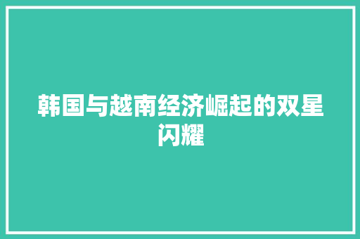 韩国与越南经济崛起的双星闪耀 韩国与越南经济崛起的双星闪耀