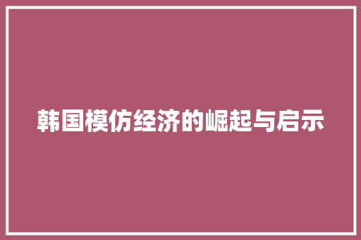 韩国模仿经济的崛起与启示 韩国模仿经济的崛起与启示