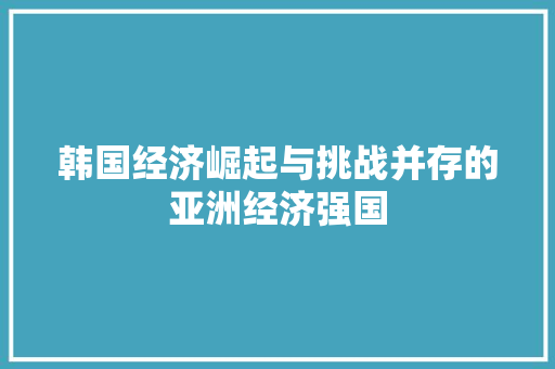韩国经济崛起与挑战并存的亚洲经济强国 韩国经济崛起与挑战并存的亚洲经济强国