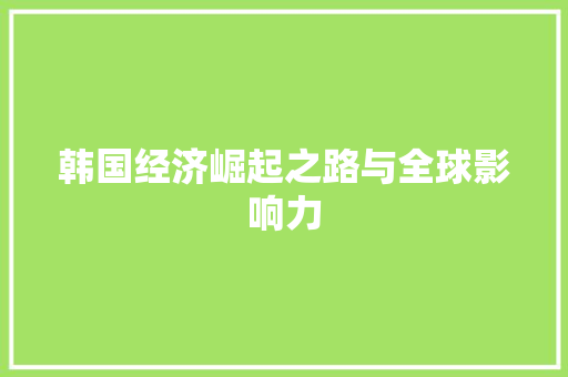 韩国经济崛起之路与全球影响力 韩国经济崛起之路与全球影响力