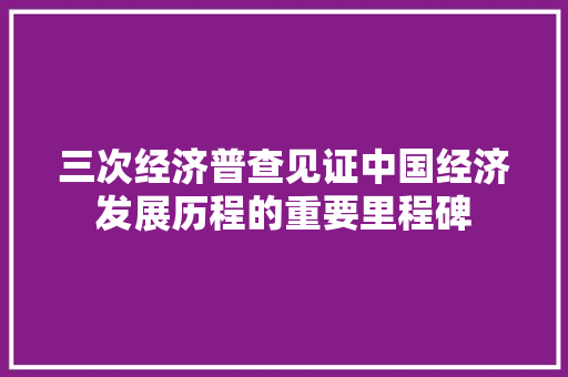 三次经济普查见证中国经济发展历程的重要里程碑 三次经济普查见证中国经济发展历程的重要里程碑