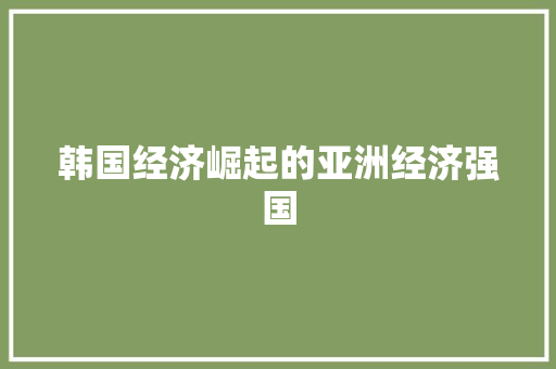 韩国经济崛起的亚洲经济强国 韩国经济崛起的亚洲经济强国