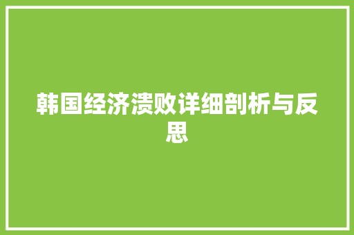 韩国经济溃败详细剖析与反思 韩国经济溃败详细剖析与反思