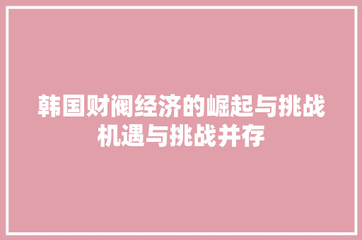 韩国财阀经济的崛起与挑战机遇与挑战并存 韩国财阀经济的崛起与挑战机遇与挑战并存