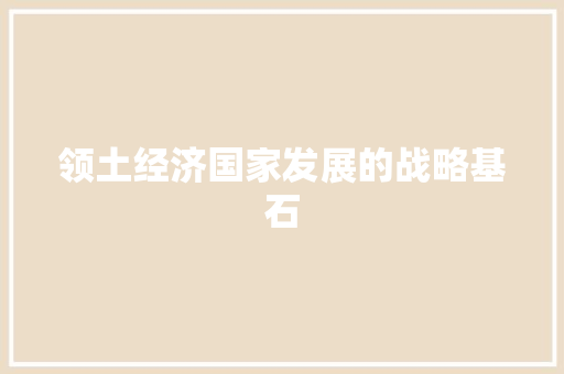 领土经济国家发展的战略基石