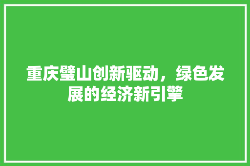 重庆璧山创新驱动,绿色发展的经济新引擎 重庆璧山创新驱动,绿色发展的经济新引擎