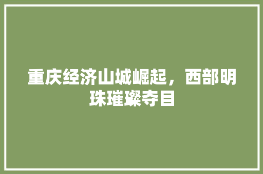 重庆经济山城崛起,西部明珠璀璨夺目 重庆经济山城崛起,西部明珠璀璨夺目