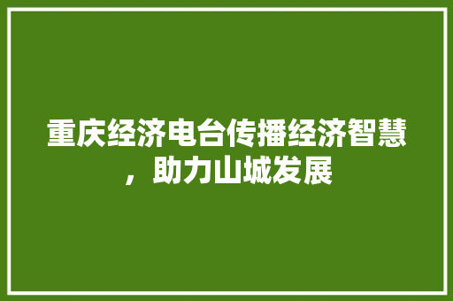 重庆经济电台传播经济智慧,助力山城发展 重庆经济电台传播经济智慧,助力山城发展