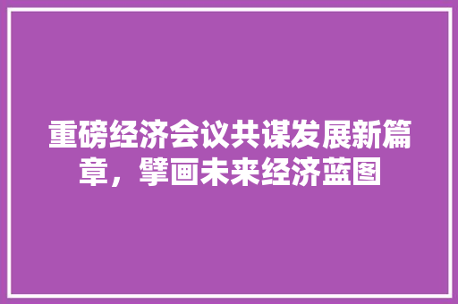 重磅经济会议共谋发展新篇章,擘画未来经济蓝图 重磅经济会议共谋发展新篇章,擘画未来经济蓝图