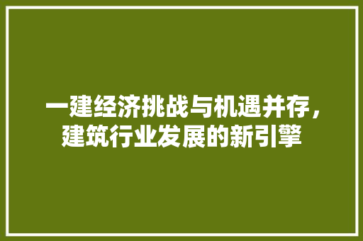 一建经济挑战与机遇并存,建筑行业发展的新引擎 一建经济挑战与机遇并存,建筑行业发展的新引擎