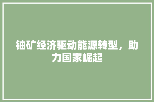 铀矿经济驱动能源转型,助力国家崛起 铀矿经济驱动能源转型,助力国家崛起