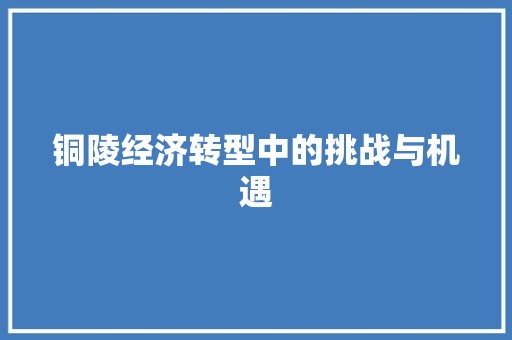 铜陵经济转型中的挑战与机遇 铜陵经济转型中的挑战与机遇