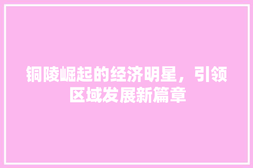 铜陵崛起的经济明星,引领区域发展新篇章 铜陵崛起的经济明星,引领区域发展新篇章