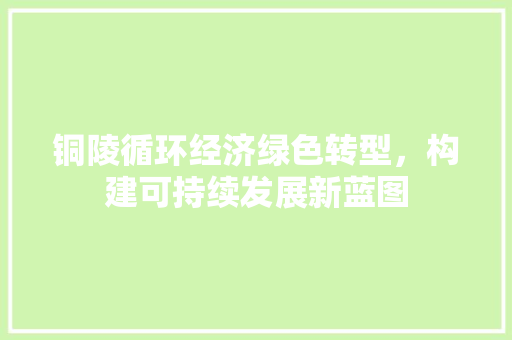 铜陵循环经济绿色转型,构建可持续发展新蓝图 铜陵循环经济绿色转型,构建可持续发展新蓝图