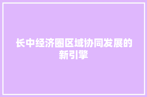 长中经济圈区域协同发展的新引擎