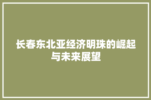 长春东北亚经济明珠的崛起与未来展望 长春东北亚经济明珠的崛起与未来展望