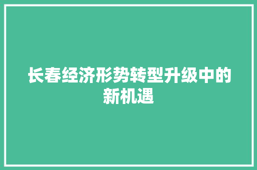 长春经济形势转型升级中的新机遇 长春经济形势转型升级中的新机遇