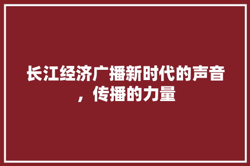 长江经济广播新时代的声音,传播的力量 长江经济广播新时代的声音,传播的力量