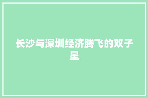长沙与深圳经济腾飞的双子星 长沙与深圳经济腾飞的双子星