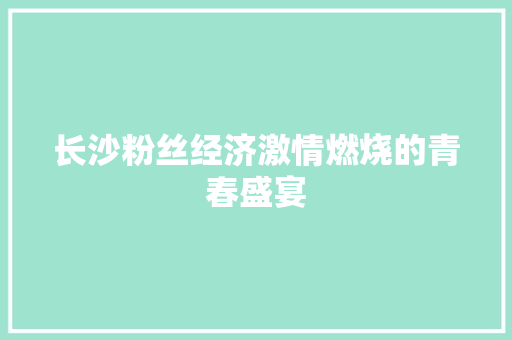 长沙粉丝经济激情燃烧的青春盛宴 长沙粉丝经济激情燃烧的青春盛宴