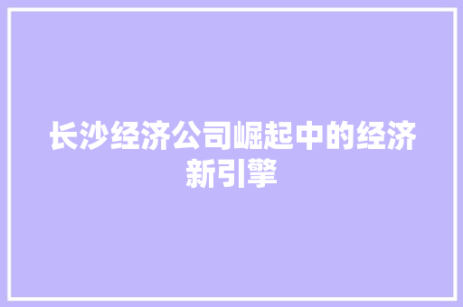 长沙经济公司崛起中的经济新引擎 长沙经济公司崛起中的经济新引擎