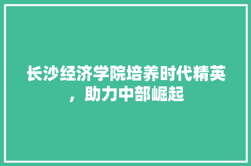 长沙经济学院培养时代精英,助力中部崛起 长沙经济学院培养时代精英,助力中部崛起