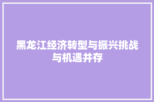黑龙江经济转型与振兴挑战与机遇并存 黑龙江经济转型与振兴挑战与机遇并存