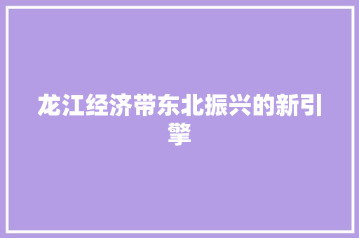 龙江经济带东北振兴的新引擎 龙江经济带东北振兴的新引擎