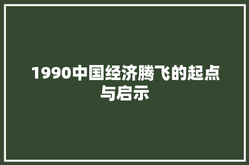1990中国经济腾飞的起点与启示 1990中国经济腾飞的起点与启示