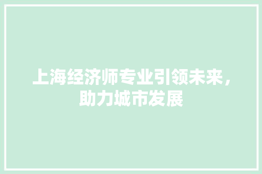 上海经济师专业引领未来,助力城市发展 上海经济师专业引领未来,助力城市发展