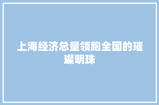 上海经济总量领跑全国的璀璨明珠 上海经济总量领跑全国的璀璨明珠