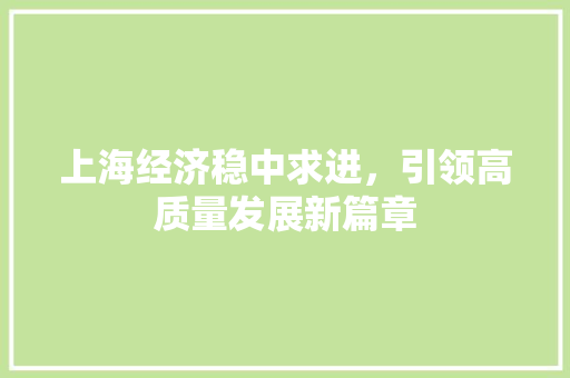 上海经济稳中求进,引领高质量发展新篇章 上海经济稳中求进,引领高质量发展新篇章