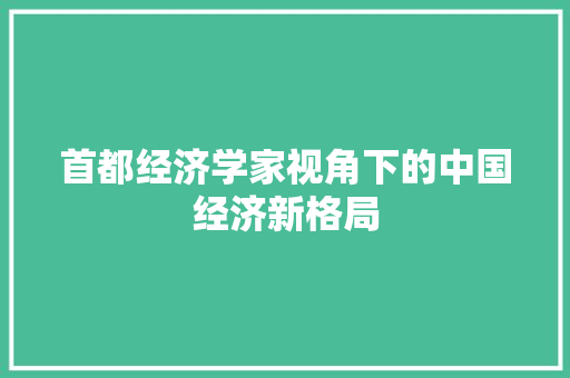 首都经济学家视角下的中国经济新格局 首都经济学家视角下的中国经济新格局
