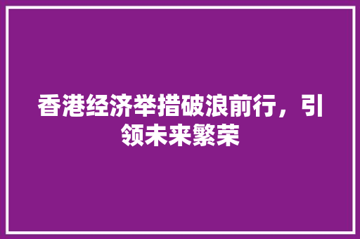 香港经济举措破浪前行,引领未来繁荣 香港经济举措破浪前行,引领未来繁荣