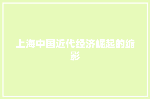 上海中国近代经济崛起的缩影 上海中国近代经济崛起的缩影