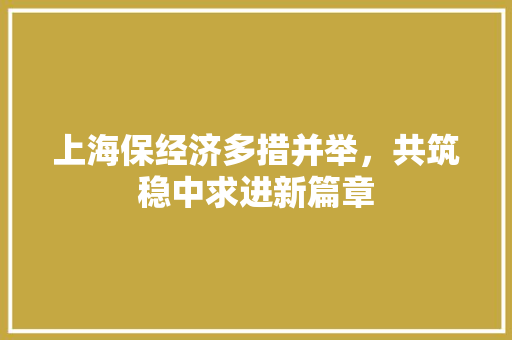 上海保经济多措并举,共筑稳中求进新篇章 上海保经济多措并举,共筑稳中求进新篇章