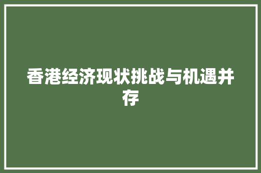香港经济现状挑战与机遇并存 香港经济现状挑战与机遇并存