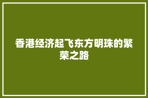 香港经济起飞东方明珠的繁荣之路 香港经济起飞东方明珠的繁荣之路