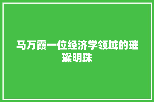 马万霞一位经济学领域的璀璨明珠 马万霞一位经济学领域的璀璨明珠