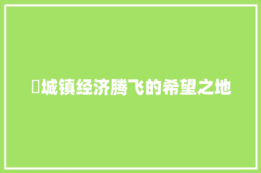 驩城镇经济腾飞的希望之地 驩城镇经济腾飞的希望之地