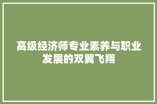 高级经济师专业素养与职业发展的双翼飞翔 高级经济师专业素养与职业发展的双翼飞翔