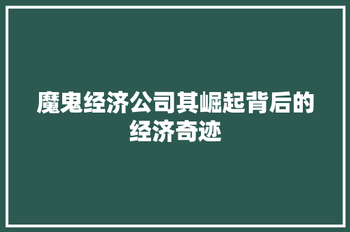 魔鬼经济公司其崛起背后的经济奇迹 魔鬼经济公司其崛起背后的经济奇迹