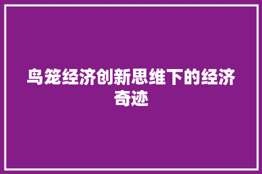 鸟笼经济创新思维下的经济奇迹 鸟笼经济创新思维下的经济奇迹