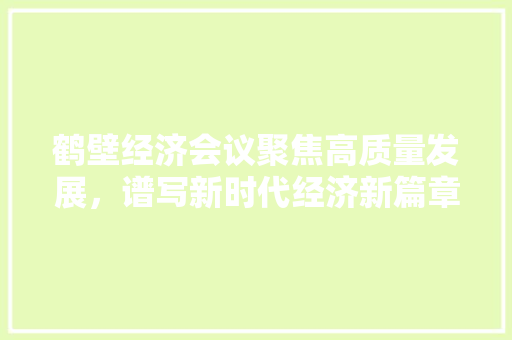鹤壁经济会议聚焦高质量发展,谱写新时代经济新篇章 鹤壁经济会议聚焦高质量发展,谱写新时代经济新篇章