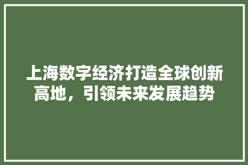上海数字经济打造全球创新高地,引领未来发展趋势 上海数字经济打造全球创新高地,引领未来发展趋势