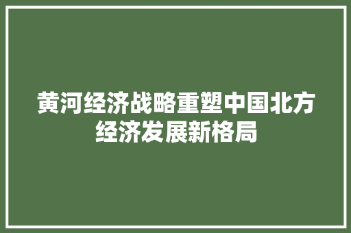 黄河经济战略重塑中国北方经济发展新格局 黄河经济战略重塑中国北方经济发展新格局